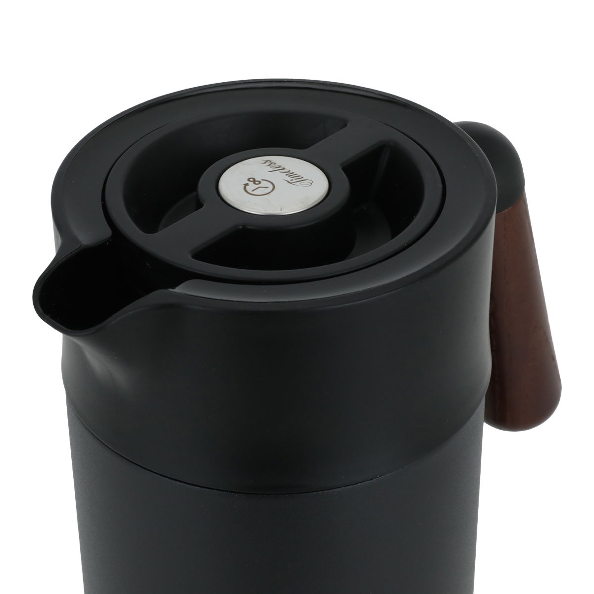 Timeless Tara Thermos, 1.2 liters, wooden handle, compressor, steel inner container, steel outer shell - black product image 4