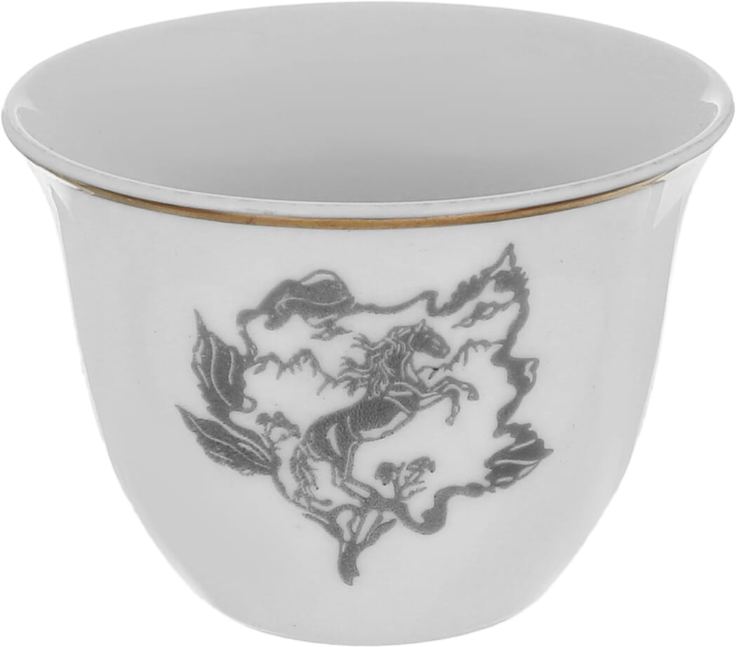 Al Saif Gallery Arabic coffee cups set, 12 pieces, 90 ml, black horse pattern - beige product image 3
