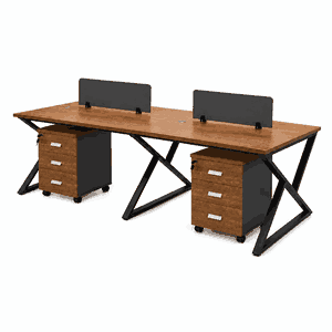 مكتب مزدوج خشب MDF، 75×120×240 سم - بني product image 2