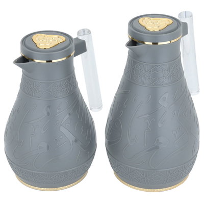 طقم ترامس كرم السيف غاليري، 1 / 0.65 لتر، نقش إسلامي، حافظة داخلية زجاج حراري - رمادي product image 3
