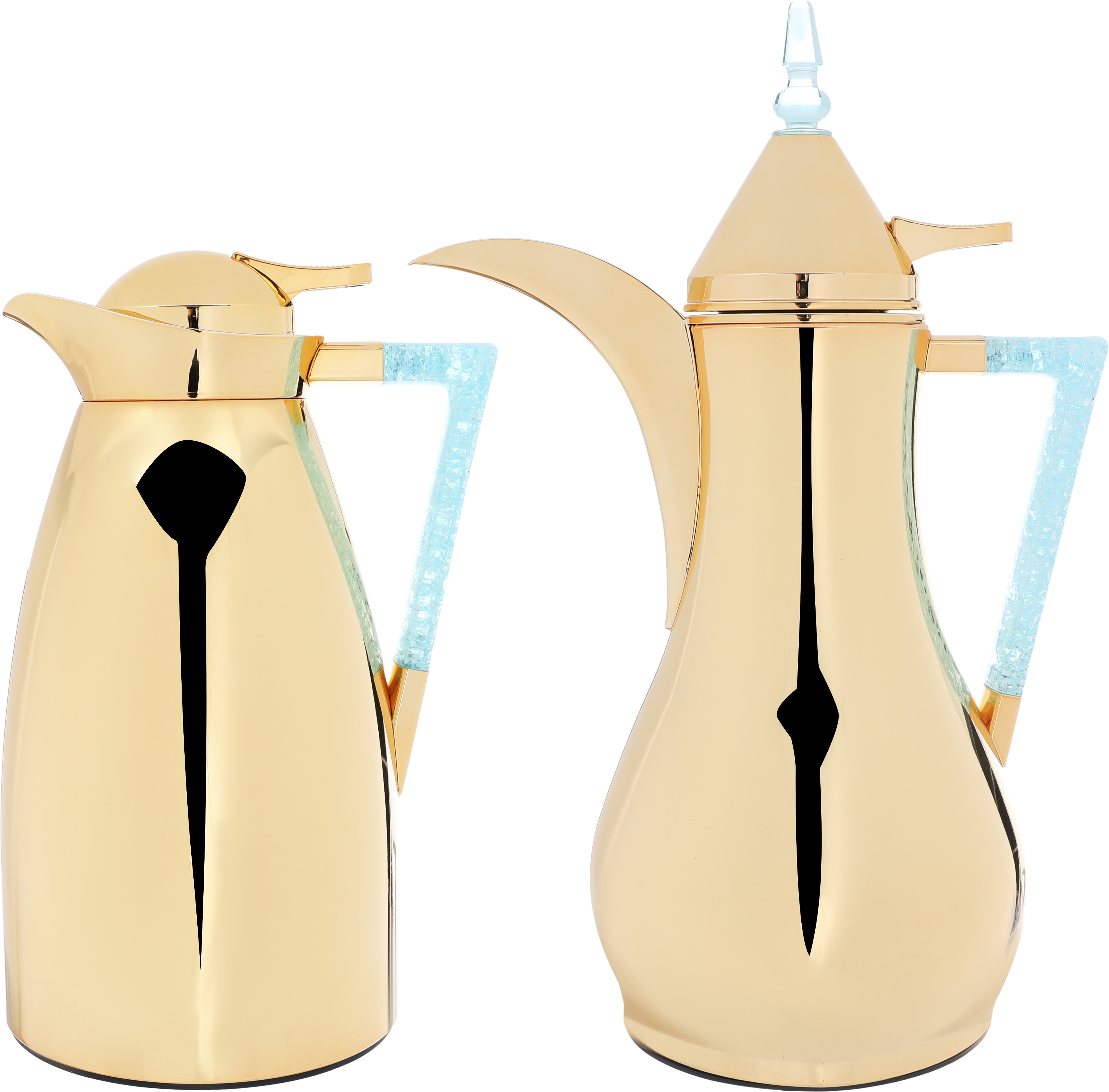 Al Saif Gallery Maha thermos set, two pieces, 1 liter, thermal glass inner shell, steel outer shell - gold product image