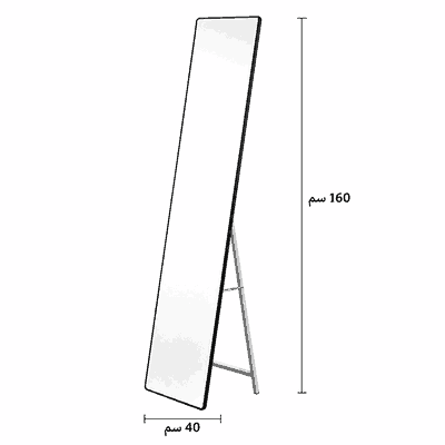 مراية ستاند زجاج، 160×40 سم، ستاند معدن - اسود product image 3