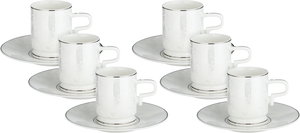 Al Saif Gallery Turkish Porcelain Coffee Cup Set, 14 cm, 12 Pieces, Saucers - White product image