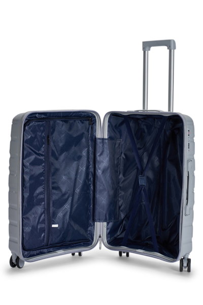 طقم شنط سفر بولي بروبيلين ليمرا، 4 مقاسات، 4 عجلات، بزاوية 360 درجة، OT-8011 - فضي product image 7