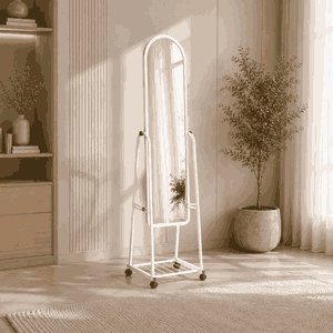 مراية ستاند زجاج، 158×40 سم، ستاند معدن - ابيض product image