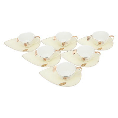 طقم فناجين قهوة تركي مع صحون بورسلان السيف غاليري، 12 قطعة - بيج product image 3