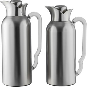 Al Saif Gallery Tuwaiq Thermos Set, 2 Pieces, 0.7/1 Liter, Glass Inner Material, Transparent Handle, Press Lid - Silver product image 2