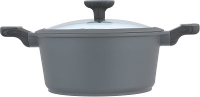 طقم قدور جرانيت وألمنيوم بغطاء زجاج روبوست، 9 قطع - رمادي غامق product image 4