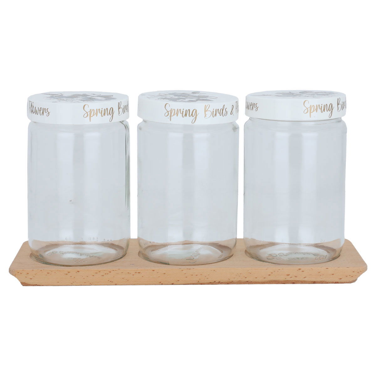 Hervin glass spice jar set with wooden stand, 4 pieces, 660 ml - transparent product image
