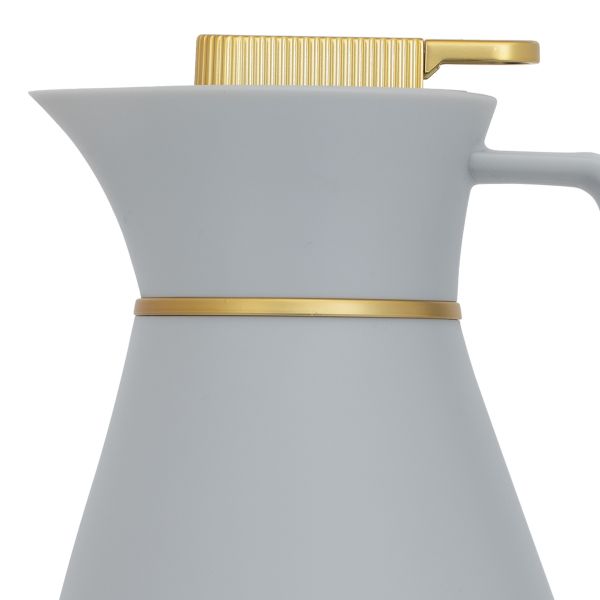 ترمس شيفون زجاج جلوري، 1 لتر، هيكل خارجي بلاستيك - رمادي فاتح product image 2
