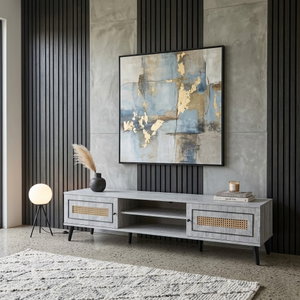 وحدة تلفاز مودرن خشب MDF، 45×200×40 سم - رمادي product image