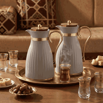 طقم ترامس دانة السيف غاليري، 1/0.7 لتر، حافظة داخلية زجاج حراري - رمادي فاتح product image 2