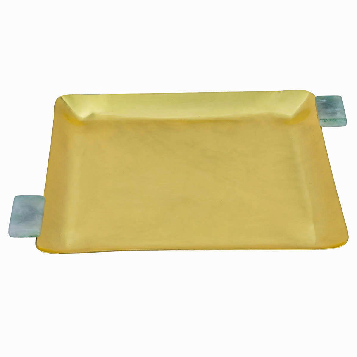 Tofaria steel serving tray with Al Saif Gallery marble handle, 26 x 26 x 2 cm, square - gold product image