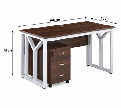مكتب إداري خشب MDF، 160x80x75 سم - خشبي غامق ابيض product image 2