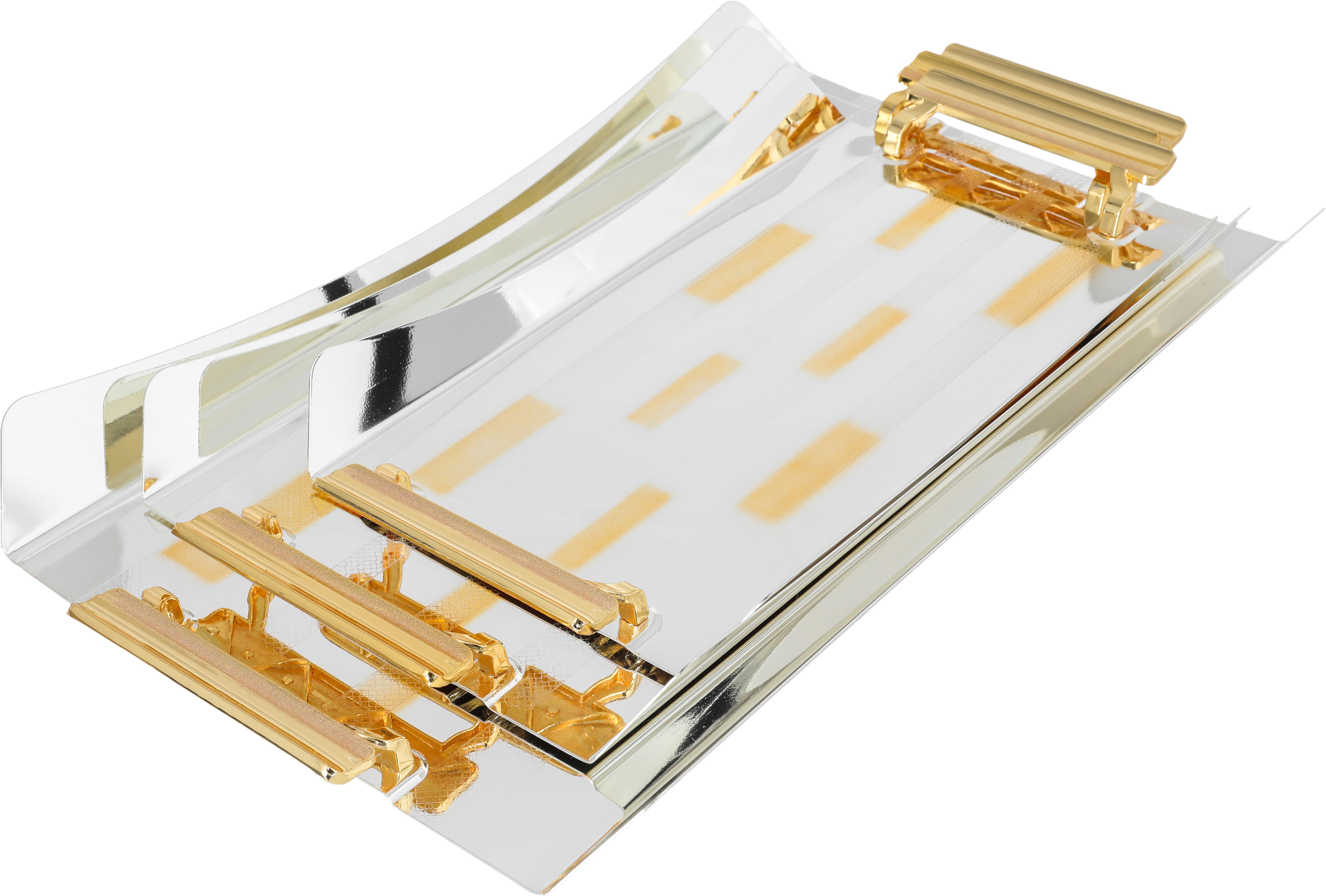 Al Saif Gallery Steel Tofry Set, 3 Pieces - Gold Silver product image 1