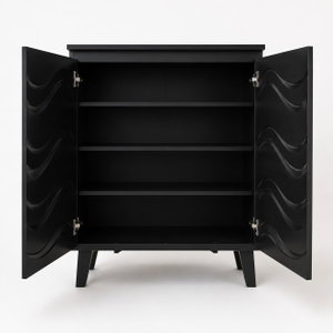 Modern MDF wooden buffet, 95×76×34 cm - Black product image 2