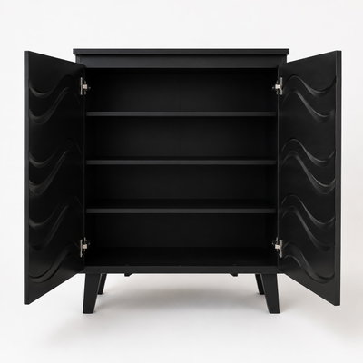 Modern MDF wooden buffet, 95×76×34 cm - Black product image 2