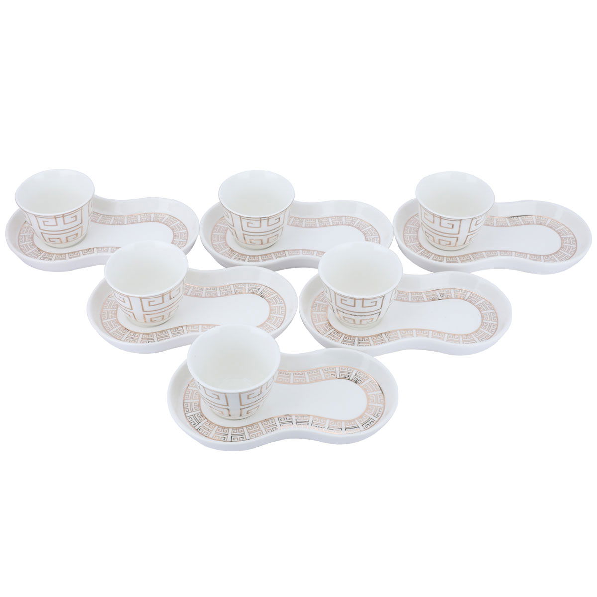 Al Saif Gallery Porcelain Arabic Coffee Cup Set, Saucer, 12 Pieces - White product image 2