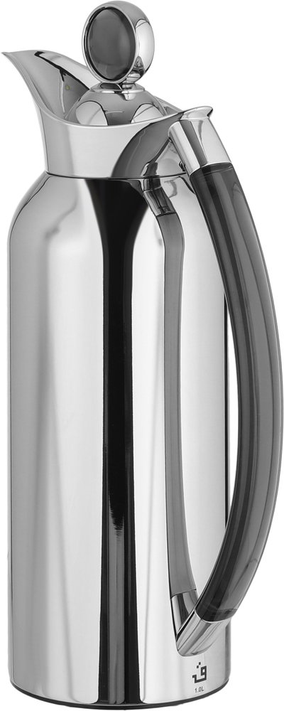 Al Saif Gallery Al Thuraya Thermos Set, 2 Pieces, 1/1 Liter, glass interior, black handle, push-button lid - silver product image 4