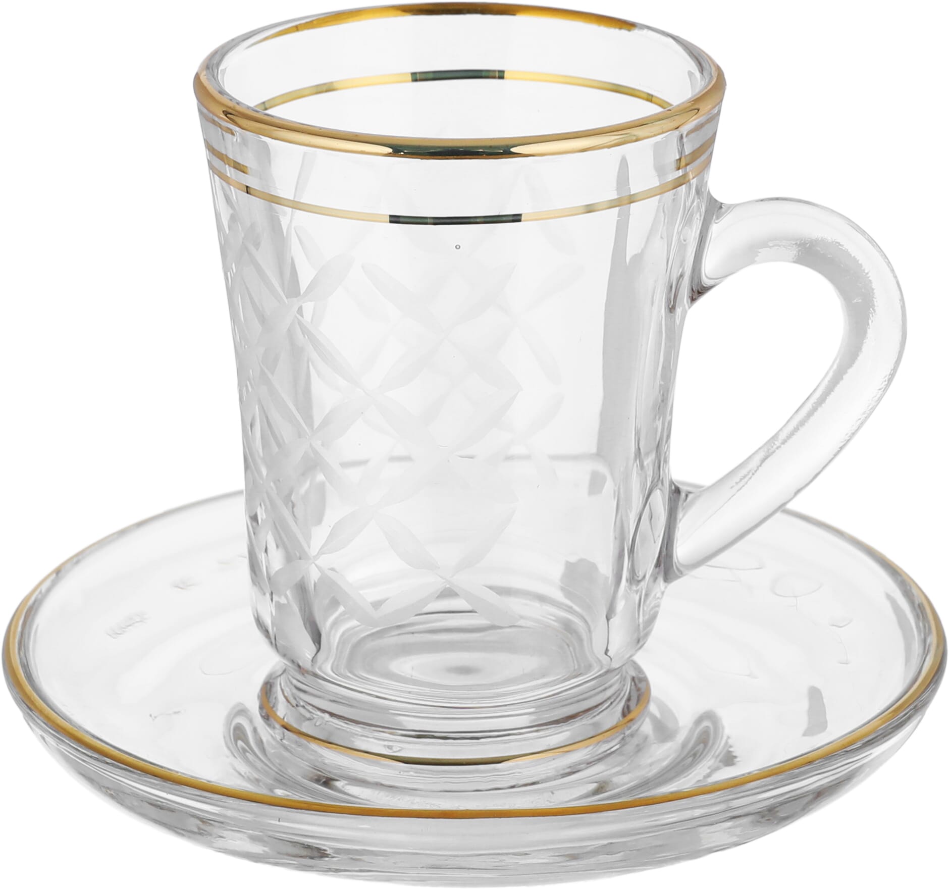 طقم تقديم شاي وقهوة زجاج السيف غاليري، بذهبي، 26 قطعة - شفاف product image 3