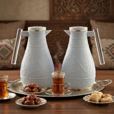 طقم ترامس كرم السيف غاليري، 1 / 0.65 لتر، 2 قطعة، حافظة داخلية زجاج حراري، ضغاط - رمادي فاتح product image 2