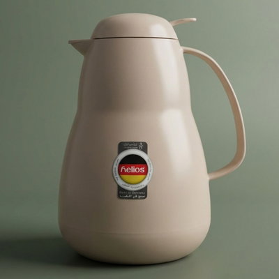 ترمس هيليوز، 1 لتر، حافظة داخلية زجاج حراري، ضغاط - بني فاتح product image 1
