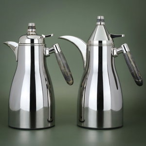 Alsaif Gallery Falwah Thermos Set, 2 Pieces, 1/1 Liter, Glass inner container, Stainless Steel Body - Silver product image