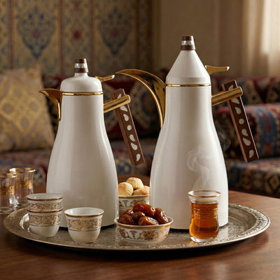 طقم ترامس فلوة السيف غاليري، قطعتين، 1/1 لتر، حافظة داخلية زجاج حراري، هيكل خارجي استيل - لؤلؤي product image 2