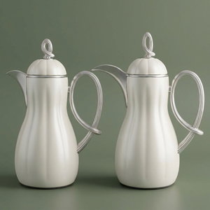 Al Saif Gallery Arwa thermos set, 1/1 liter, thermal glass inner container, plastic outer shell - silver white product image