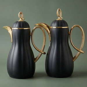 Al Saif Gallery Arwa thermos set, 1/1 liter, thermal glass inner container, plastic outer shell - black product image