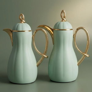 طقم ترامس أروى السيف غاليري، 1 / 1 لتر، حافظة داخلية زجاج حراري - اخضر ذهبي product image