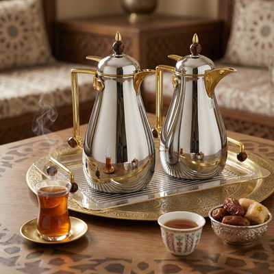 طقم ترامس كريستال السيف غاليري، 1/0.7 لتر، طوفرية، حافظة داخلية زجاج حراري - فضي product image 2