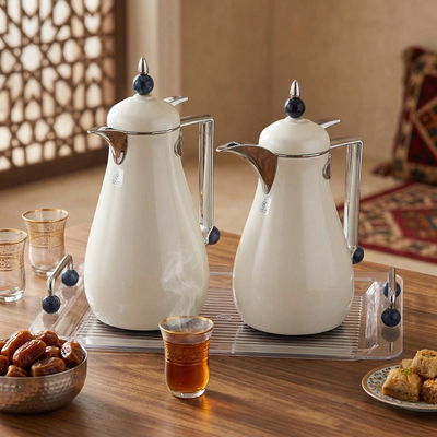 طقم ترامس كريستال السيف غاليري، 1/0.7 لتر، طوفرية، حافظة داخلية زجاج حراري، هيكل خارجي استيل - لؤلؤي فضي product image 2