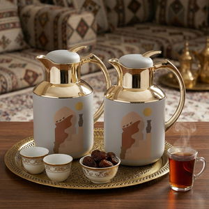 طقم ترامس فلوريا برو السيف غاليري، 0.5 / 1لتر، 2 حبة، حافظة داخلية زجاج حراري، هيكل خارجي استيل - رمادي بذهبي product image 2