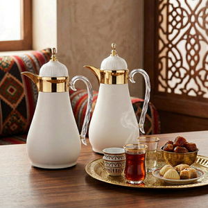 طقم ترامس الهنوف السيف غاليري، 0.7/1، 3 قطعة، حافظة داخلية زجاج حراري، ضغاط، طوفرية - لؤلؤي ذهبي product image 2