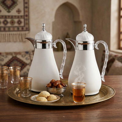 طقم ترامس الهنوف السيف غاليري، 0.7/1، 3 قطعة، حافظة داخلية زجاج حراري، ضغاط، طوفرية - لؤلؤي فضي product image 2