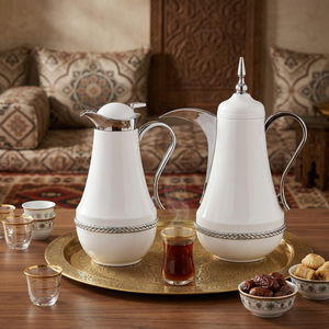 طقم ترامس نوف السيف غاليري، 0.7 / 1 لتر، 2 قطعة، حافظة داخلية زجاج حراري، هيكل خارجي ستاينلس استيل - أبيض فضي product image 2