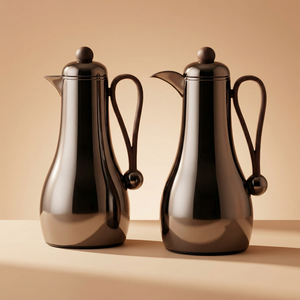 طقم ترامس غيم السيف غاليري، قطعتين، 1/1 لتر، حافظة داخلية زجاج، يد خشبي - اسود لامع product image