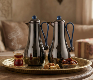 طقم ترامس غيم السيف غاليري، قطعتين، 1/1 لتر، حافظة داخلية زجاج، يد زرقاء - اسود لامع product image 2