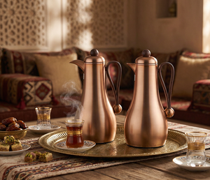 طقم ترامس غيم السيف غاليري، قطعتين، 1/1 لتر، حافظة داخلية زجاج، يد خشبي - نحاسي product image 2