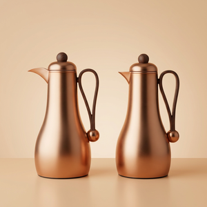 طقم ترامس غيم السيف غاليري، قطعتين، 1/1 لتر، حافظة داخلية زجاج، يد خشبي - نحاسي product image