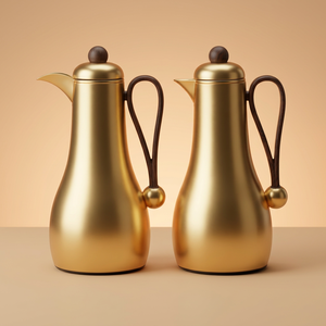 طقم ترامس غيم السيف غاليري، قطعتين، 1/1 لتر، حافظة داخلية زجاج، يد خشبي - ذهبي product image