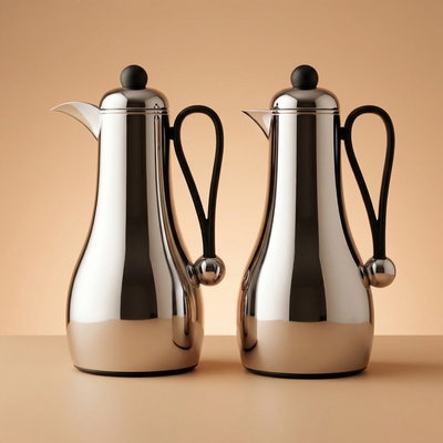 طقم ترامس غيم السيف غاليري، قطعتين، 1/1 لتر، حافظة داخلية زجاج، يد اسود - فضي product image 1