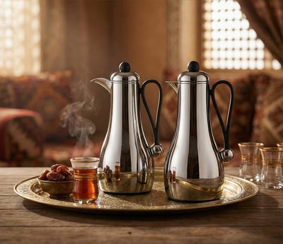 طقم ترامس غيم السيف غاليري، قطعتين، 1/1 لتر، حافظة داخلية زجاج، يد اسود - فضي product image 2