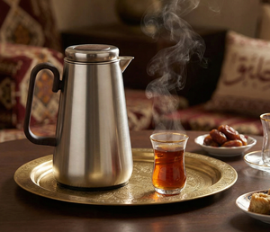 ترمس خزام السيف غاليري، 0.7 لتر، حافظة داخلية زجاج حراري، ضغاط، خدمة ذاتية، يد خشبي - فضي product image 2