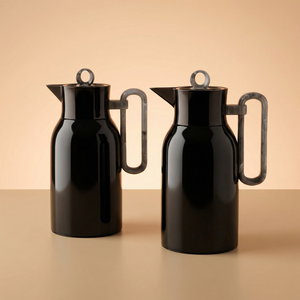 طقم ترامس الدرة السيف غاليري، 1 / 1 لتر، 2 قطعة، حافظة داخلية زجاج، ضغاط، مسكة يد رمادي رخامي - أسود لامع product image