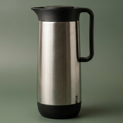 Helios German Thermos, 1 Liter, Glass Inner Container - Black/Silver product image 1