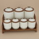طقم علب بهارات بورسلان السيف غاليري، 7 قطع، ستاند خشبي - بيج product image 1