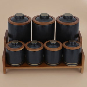 Al Saif Gallery porcelain box set, 8 pieces, wooden stand - black product image