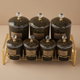 طقم علب بهارات بورسلان السيف غاليري، 7 قطع، ستاند ذهبي - أسود بذهبي product image 1